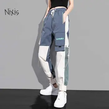 Kadın Kargo Pantolon Kore Moda Rahat Tulum Hip Hop harem pantolon Kadın Büyük Boy İnce Dipleri Streetwear Vintage Giyim