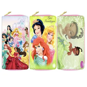 Güzel Disney Tiana Prenses Kız PU uzun cüzdan Çok Fonksiyonlu Kadın Cüzdan Zip bozuk para cüzdanı Kadın kart tutucu Debriyaj