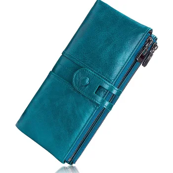 Yeni rfıd antimagnetic deri cüzdan uzun kadın çanta çok fonksiyonlu yumuşak cüzdan