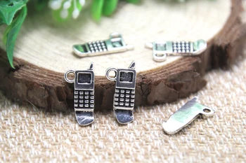 10 adet cep telefonu Takılar Antik Tibet gümüş cep telefonu charm kolye 17x9mm