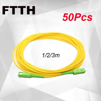 FTTH 50 Adet 1/2/3m SC-SC APC Tek Modlu G652D 9/125 Fiber Optik Yama Kablosu Simplex 3.0 mm Fiber Optik Kablo Sarı LSZH Ceket