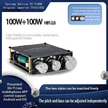 XY-T100H 100w + 100w Bluetooth 5.0 güç amplifikatörü Kurulu Ev Sineması Amplifikatörleri Stereo tiz ve bas ayarı