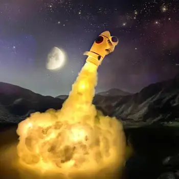 Komik astronot gece lambası çevre dostu USB şarj pamuk akıllı bulutlar roket gece lambası