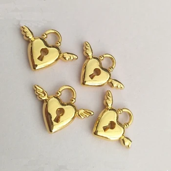 10 adet / grup 13 * 18mm Aşk kalp kanatları Charms Kolye Metal Kolye kolye charms kolye kolye DIY dekorasyon için