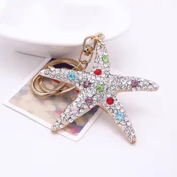 Güzel Anahtarlık Anahtarlık kolye denizyıldızı yapay elmas yüzük çanta telefon araba dekor Püskül Anahtarlık