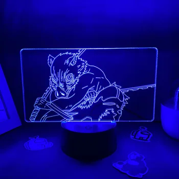 Iblis avcısı Anime Figürü Inosuke Hashibira 3D LED lav Lambası Gece Lambası Arkadaş için Hediye yatak odası dekoru Kimetsu Hiçbir Yaiba Manga Rui