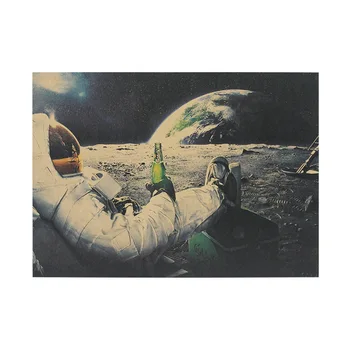 Apollo Ay İniş Vintage Kraft Kağıt Afiş İç Bar Cafe Dekoratif Boyama 51 * 35.5 cm