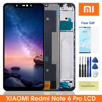 Orijinal Ekran Xiaomi Redmi için Not 6 Pro M1806E7TG Lcd ekran dokunmatik ekran digitizer için Çerçeve ile Redmi Not 6 Pro Ekran
