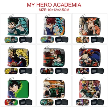 Anime My Hero Academia PU Cüzdan Karikatür Baskı Kart Paketi Fotoğraf Tutucu Fermuarlı Para Çantası Cep Erkek Kız Öğrenci Kısa Çanta Hediye