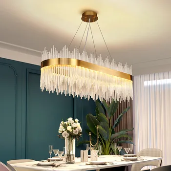 Avizeler Lüks Led Kristal Tavan Uzaktan Karartma Altın Oturma odası Yemek ev dekor lambası kolye ışıkları