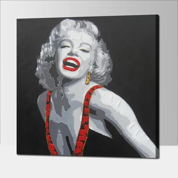 Yüksek Kaliteli Tuval El Yapımı Yağlıboya Seksi Marilyn Monroe Resimleri Duvar Sanatı Oturma Odası ofis bar Ev Dekorasyon