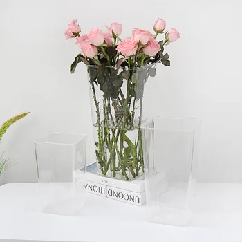 Akrilik çiçek saksısı Masa Üstü Topraksız Plastik Vazo Kare Şeffaf çiçek saksısı çiçek saksısı