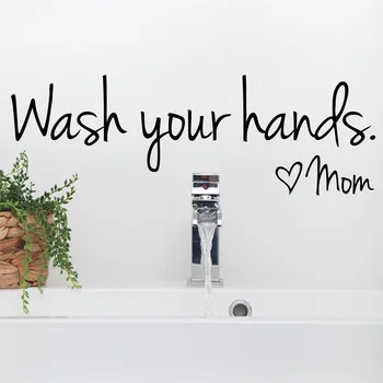 Banyo Duvar Çıkartmaları Ellerinizi Yıkayın Anne Modern Aile Kuralı Tırnaklar Vinil Su Geçirmez Karo Çıkartmalar Tuvalet Odası Dekorasyon Y522