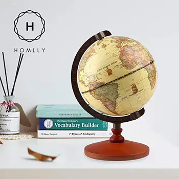 Homlly Ahşap Taban Retro Dünya Küre (14 cm Dia)