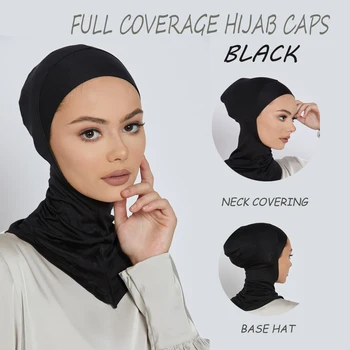 Müslüman Underscarf Kadın Peçe Başörtüsü Tam Kapsama Başörtüsü Kapaklar Müslüman Kadın Eşarp Türban Kafa Kadınlar İçin Hicap Kapaklar Şapka İslam