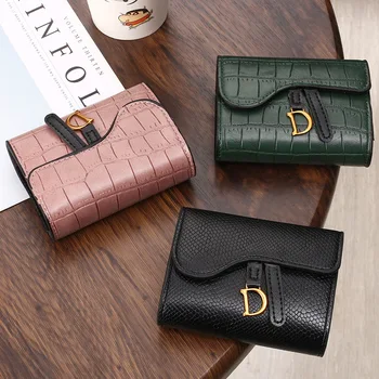 layrussı Moda Kadın küçük cüzdan Timsah Desen Deri Bayan kart tutucu Retro bozuk para çantaları Kredi Cüzdan rozeti Tutucu