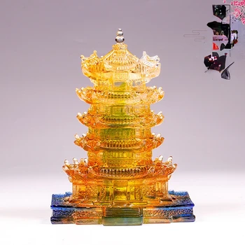 Sır Sarı Vinç Kulesi Süs Dekorasyon Antika Raf Çin Vintage Hediye Hatıra Küçük Hediye