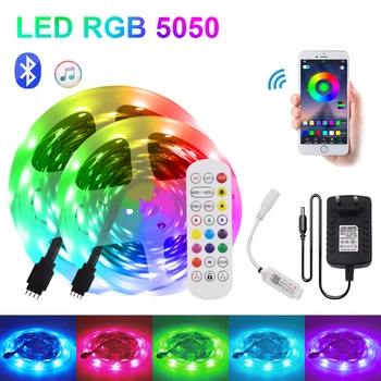 RGB LED şerit ışık 12V su Geçirmez Bant diyot SMD 5050 30Leds / m Led ışık şeridi esnek şerit 5m 10m 15m Bluetooth APP Kontrolü