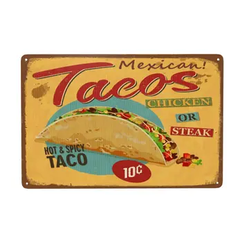 Meksika Tacos Retro Metal Tabela Vintage İşaretleri ev duvar dekoru 8x12 İnç