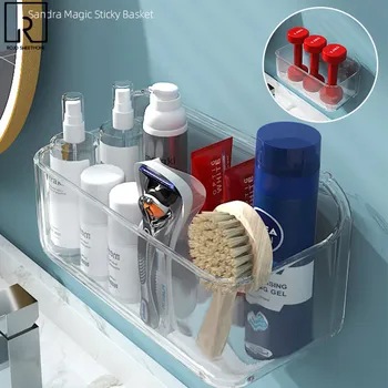 Yüzen Banyo Raf Şeffaf kozmetik düzenleyici Ücretsiz Yumruk Ev Depolama Raf Mutfak Tutucu Şampuan Tutucu Aksesuarları