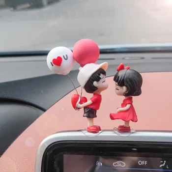 Araba Dekorasyon Sevimli Karikatür Çiftler Aksiyon Figürü Figürleri Balon Süs Oto İç Dashboard Aksesuarları Kızlar için Hediyeler