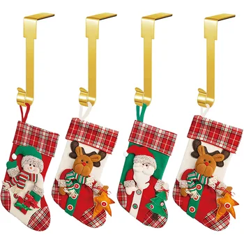 6/8 adet Noel Çorap Tutucular Metal Mantel Çorap Askıları Raf Şömine Sapları Noel Hediyesi Altın Takı Kanca Klipleri EL