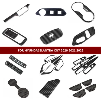 Hyundai Elantra için CN7 2020 2021 LHD Karbon fiber Tüm İç Aksesuarları ABS Dekorasyon Kapak Trim