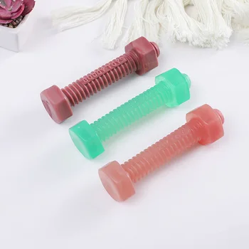 Pet oyuncak TPR elastik diş taşlama ve bite dayanıklı interaktif köpek oyuncak düz renk altıgen vida bite sopa