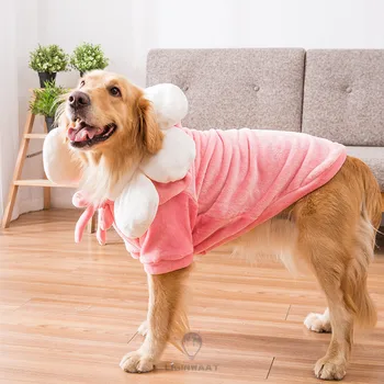3XL-7XL Sıcak Pet Köpek Giysileri Kış Sonbahar Yumuşak Komik Ayçiçeği Sevimli Büyük Köpek Giysileri Flanel Polar Sıcak Pijama Büyük Köpekler için
