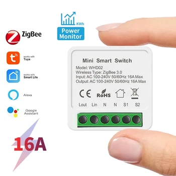 Tuya ZigBee Akıllı ışık anahtarı Modülü Mini 16A 220v 110v Otomasyon DİY Kesici Can 2 Yollu Kontrol Alexa Google Ev İçin