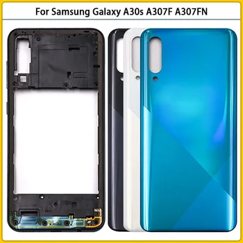 10 ADET Samsung Galaxy A30s A307 A307FN A307G Plastik Konut Case Orta Çerçeve çerçeve + Pil Arka Kapak Arka Kapı Değiştirin