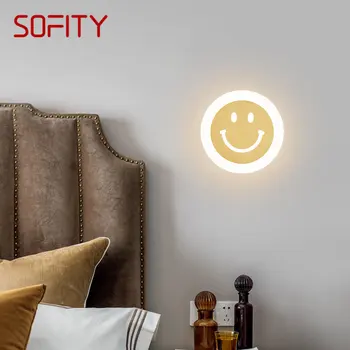 SOFİTY yaratıcı gülen tarzı aplik ışık Modern pirinç duvar lambası LED ev yatak odası dekor ıçin 3 renkler