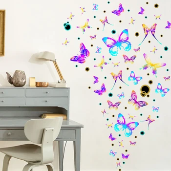 Renkli Kelebek duvar çıkartmaları Oturma Odası Yatak Odası Çocuklar İçin Çocuk Odası Arka Plan Ev Dekorasyon Duvar Kağıdı Kreş Sticker