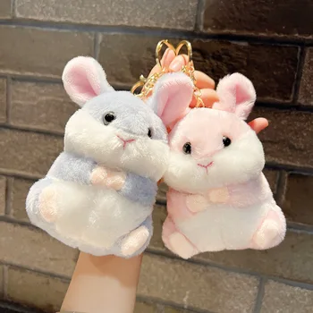 Hamster Tavşan Anahtarlık Kolye Schoolbag Moda Karikatür Kolye Zarif Kız peluş oyuncak Mini Bez Bebek Hediye
