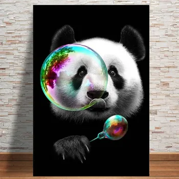 Güzel Panda Tuval Sanat Posterler ve Baskılar Hayvanlar Tuval Resimleri Duvar Sanatı Karikatür Resimleri Çocuklar için oda duvar dekoru