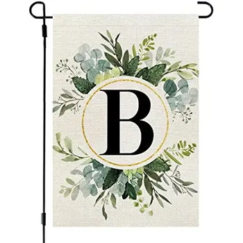 Monogram Mektup B Bahçe Bayrağı Çiçek 12x18 İnç Çift Taraflı Dış Küçük Çuval Bezi Aile Soyadı İlk Yard Bayrağı