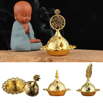 Yaratıcı Altın Metal Tütsü Brülör Orta Doğu Arap Tarzı Zanaat Tütsü Tutucu Budist Tapınağı Buhurdan Brülör Ev Dekorasyon