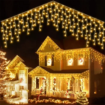 Noel ışıkları şelale dış dekorasyon 5 M düşüş 0.4-0.6 m Led ışıkları perde dize ışıkları parti Ggarden saçak dekorasyon