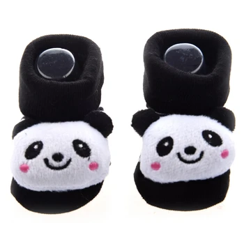 4X Panda-Karşı Konulmaz Sevimli Erkek Bebek Kız 3D Bootie Çorap Kaymaz / Kaymaz 0-12 Ay