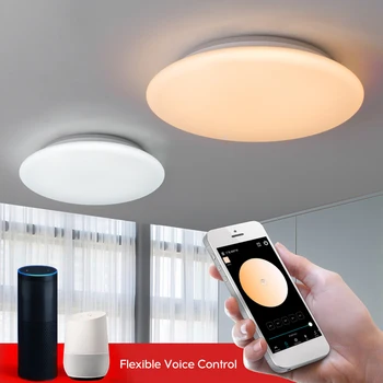 Modern Led tavan lambası kablosuz doğal ışık 28W LED RGB + CCT 12 inç akıllı tavan ışık oturma odası tavan lambası